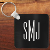 Porte-clés Monogramme noir à trois feuilles (Recto)