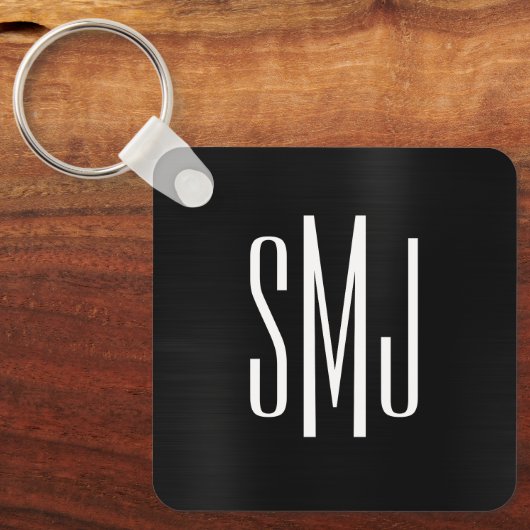 Porte-clés Monogramme noir à trois feuilles (Recto)