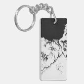Porte-clés Monogramme Noir & Blanc Art Floral Original à poin (Devant gauche)