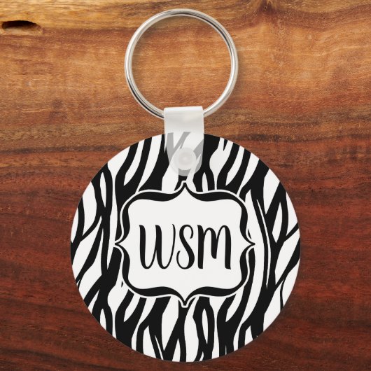 Porte-clés Monogramme noir/blanc Funky Zebra (Verso)