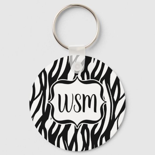 Porte-clés Monogramme noir/blanc Funky Zebra (Verso)