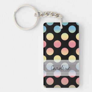 Porte-clés Monogramme noir bleu jaune rose Polka Motif