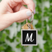Porte-clés Monogramme noir et blanc moderne (main)
