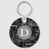 Porte-clés monogramme noir et blanc personnalisé (Verso)