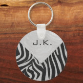 Porte-clés Monogramme noir et gris clair Zebra (Recto)