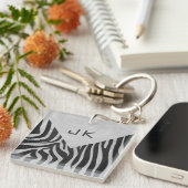 Porte-clés Monogramme noir et gris clair Zebra (Devant Droit)