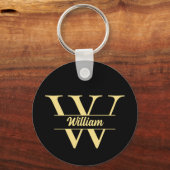 Porte-clés Monogramme Noir et Or | Écriture Initiale Élégant (Recto)
