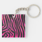 Porte-clés Monogramme noir et rose chaud Zebra Design (Dos)