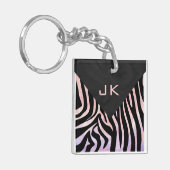 Porte-clés Monogramme noir et rose Zebra (Devant gauche)