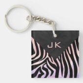 Porte-clés Monogramme noir et rose Zebra (Devant)