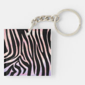 Porte-clés Monogramme noir et rose Zebra (Dos)