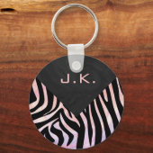 Porte-clés Monogramme noir et rose Zebra (Recto)