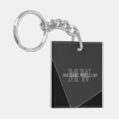 Porte-clés Monogramme noir gris artistique moderne (Devant gauche)