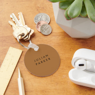 Porte-clés Monogramme noir minimaliste brun