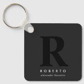 Porte-clés Monogramme noir moderne classique minimal (Recto)