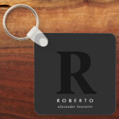 Porte-clés Monogramme noir moderne classique minimal (Recto)