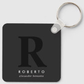 Porte-clés Monogramme noir moderne classique minimal (Dos)