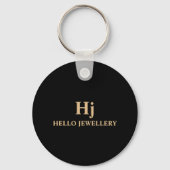 Porte-clés Monogramme noir or de luxe minimal (Recto)