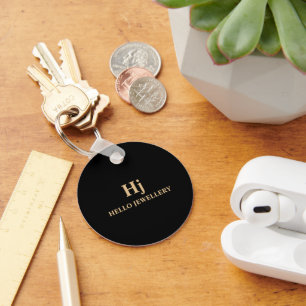 Porte-clés Monogramme noir or de luxe minimal