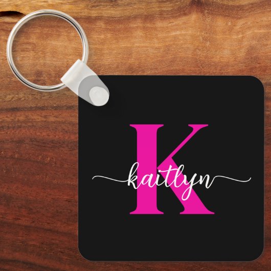 Porte-clés Monogramme noir rose (Recto)