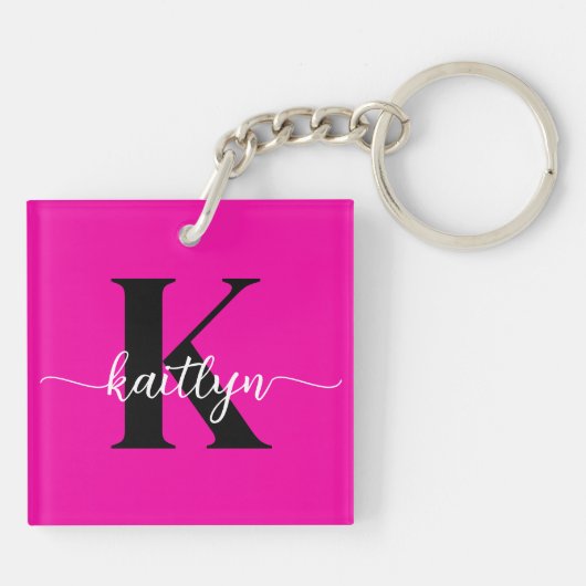 Porte-clés Monogramme noir rose chaud (Dos)