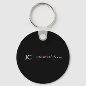 Porte-clés Monogramme noir rose minimal Marque professionnell (Recto)