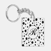 Porte-clés Monogramme noir sur blanc Polka Motif point (Devant gauche)