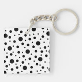 Porte-clés Monogramme noir sur blanc Polka Motif point (Dos)