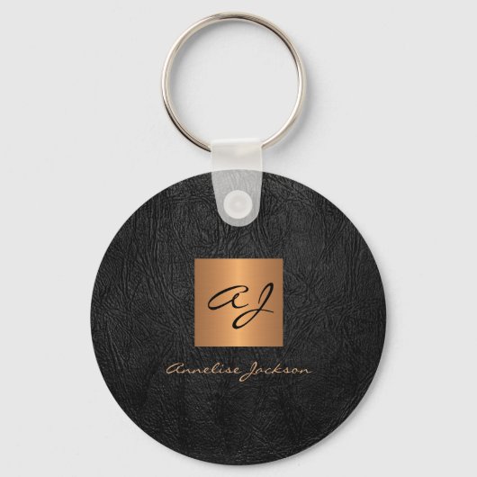 Porte-clés Monogramme nom élégant noir (Recto)