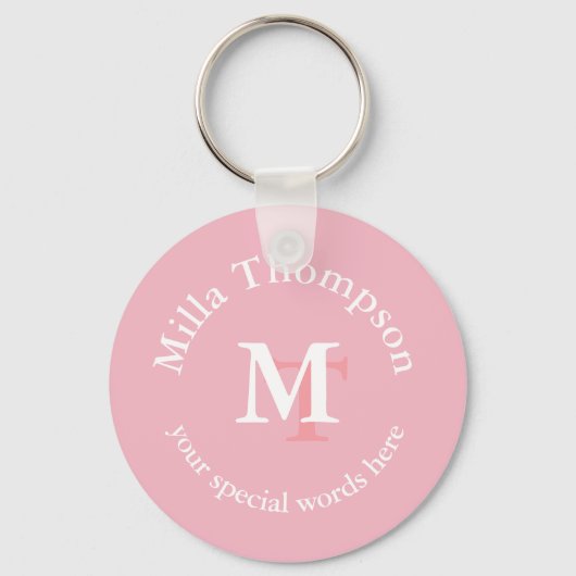 Porte-clés monogramme . nom et initiales . son rose personnal (Recto)