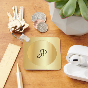 Porte-clés Monogramme Nom initial Faux Gold Personnalisable