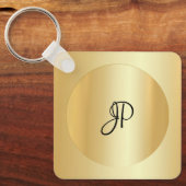 Porte-clés Monogramme Nom initial Faux Gold Personnalisable (Recto)