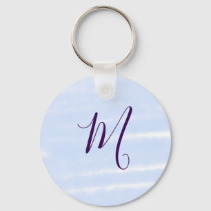 Porte-clés Monogramme nom lettre rétro aquarelle pastel viole