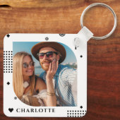 Porte-clés Monogramme Nom Photo Tendance Simple Moderne (Verso)