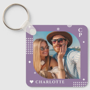 Porte-clés Monogramme Nom Photo Tendance Simple Moderne