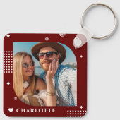 Porte-clés Monogramme Nom Photo Tendance Simple Moderne (Dos)