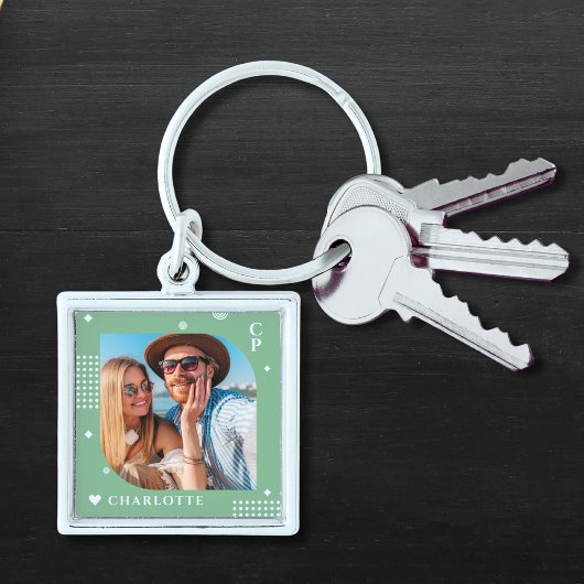 Porte-clés Monogramme Nom Photo Tendance Simple Moderne