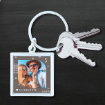 Porte-clés Monogramme Nom Photo Tendance Simple Moderne<br><div class="desc">Monogram Name Photo Trendy Simple Modern Porte - clé dispose d'une de vos photos préférées avec votre nom personnalisé et monogramme dans un élégant script blanc sur un arrière - plan marron. Personnalisez en modifiant le texte dans les zones de texte fournies. Parfait pour l'anniversaire, Noël, Fête des Mères, Fête...</div>