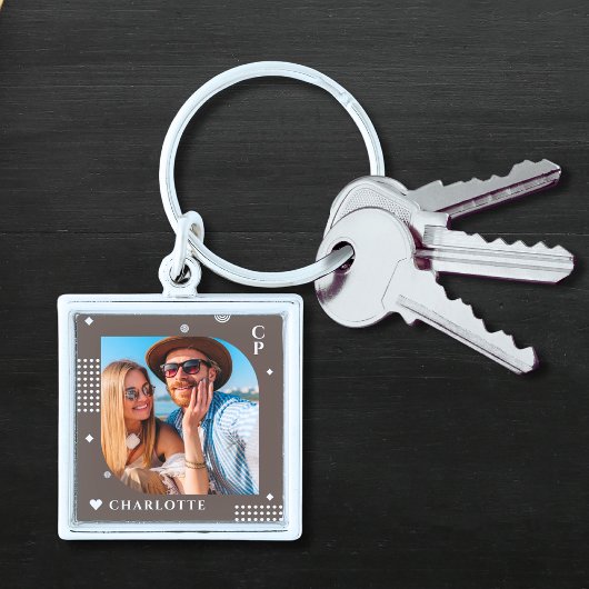 Porte-clés Monogramme Nom Photo Tendance Simple Moderne