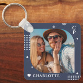 Porte-clés Monogramme Nom Photo Tendance Simple Moderne (Recto)
