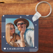 Porte-clés Monogramme Nom Photo Tendance Simple Moderne (Verso)