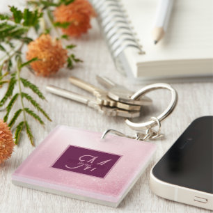 Porte-clés Monogramme ombré girlie rose féminin doux et scint