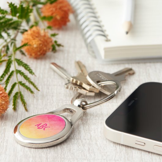 Porte-clés Monogramme Ombre rose à jaune (Côté )
