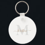 Porte-clés Monogramme or et gris blanc<br><div class="desc">Porte-clés. Monogramme Or & Gris. Arrière - plan blanc.</div>