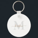 Porte-clés Monogramme or et gris blanc<br><div class="desc">Porte-clés. Monogramme Or & Gris. Arrière - plan blanc.</div>