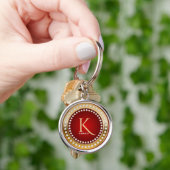 Porte-clés Monogramme or et rouge diamants blancs (main)