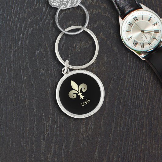 Porte-clés Monogramme Or Fleur de Lis