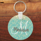 Porte-clés Monogramme or Floral sur vert (Recto)