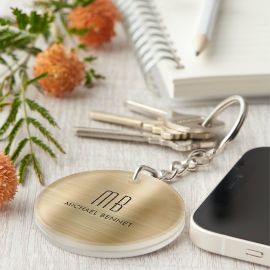 Porte-clés Monogramme Or moderne (Devant droit)