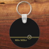 Porte-clés Monogramme or sur arrière - plan noir (Recto)